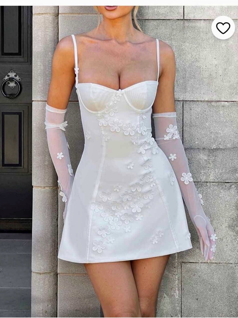 Babyboo Floral White Mini Dress (Gloves not included)